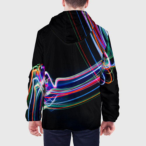Мужская куртка Неоновые линии во тьме / 3D-Черный – фото 4
