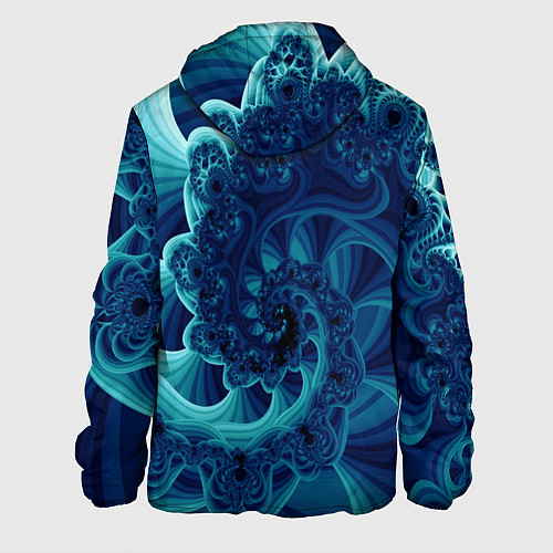 Мужская куртка Закрученный синий фрактал / 3D-Черный – фото 2
