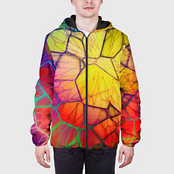 Куртка с капюшоном мужская Абстрактные цветные фигуры, цвет: 3D-черный — фото 2