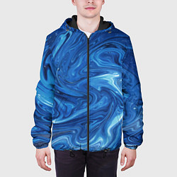 Куртка с капюшоном мужская Волновые разводы на поверхности воды, цвет: 3D-черный — фото 2