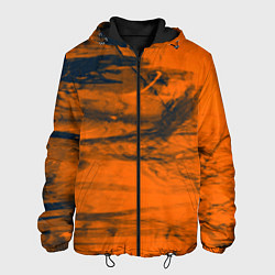 Куртка с капюшоном мужская Абстрактная оранжевая поверхность и чёрные тени, цвет: 3D-черный