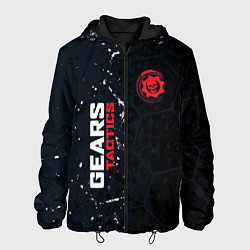 Куртка с капюшоном мужская Gears of War красно-белой лого на темном фоне, цвет: 3D-черный
