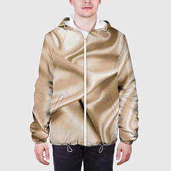 Куртка с капюшоном мужская Струящаяся золотистая ткань, цвет: 3D-белый — фото 2