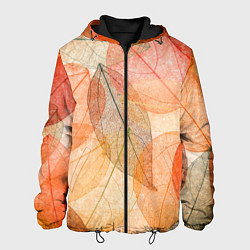 Куртка с капюшоном мужская Осенние прозрачные листья, цвет: 3D-черный