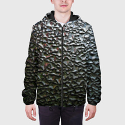Куртка с капюшоном мужская Неровная металлическая поверхность, цвет: 3D-черный — фото 2
