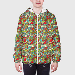 Куртка с капюшоном мужская Монстрики, животные и пришельцы, цвет: 3D-белый — фото 2