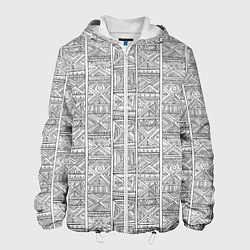 Куртка с капюшоном мужская Орнамент треугольник, цвет: 3D-белый