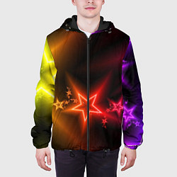 Куртка с капюшоном мужская Звёзды с неоновым свечением, цвет: 3D-черный — фото 2