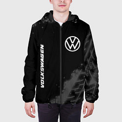 Куртка с капюшоном мужская Volkswagen speed на темном фоне со следами шин: на, цвет: 3D-черный — фото 2