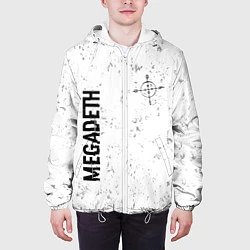 Куртка с капюшоном мужская Megadeth glitch на светлом фоне: надпись, символ, цвет: 3D-белый — фото 2