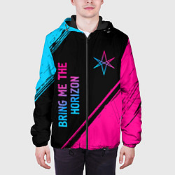 Куртка с капюшоном мужская Bring Me the Horizon - neon gradient: надпись, сим, цвет: 3D-черный — фото 2