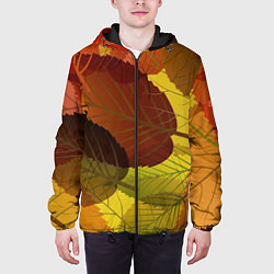 Куртка с капюшоном мужская Осенние крупные листья, цвет: 3D-черный — фото 2