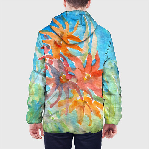 Мужская куртка Осенние цветы акварель / 3D-Черный – фото 4