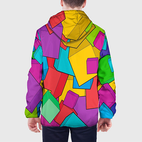 Мужская куртка Фон из разноцветных кубиков / 3D-Черный – фото 4