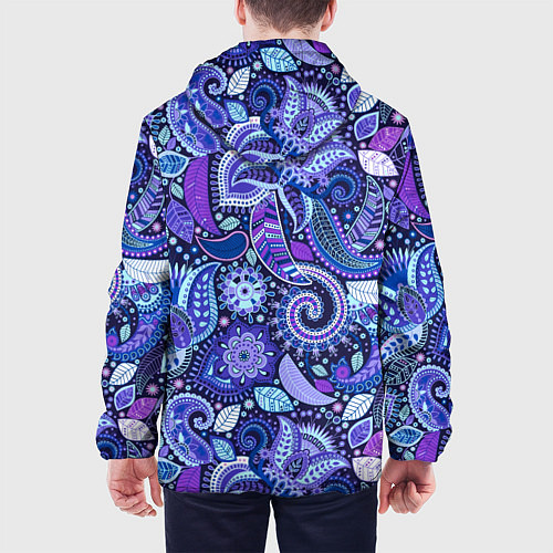 Мужская куртка Фиолетовые цветы узор / 3D-Черный – фото 4