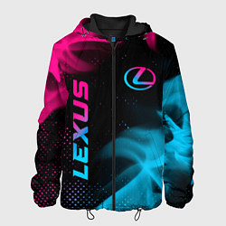 Куртка с капюшоном мужская Lexus - neon gradient: надпись, символ, цвет: 3D-черный