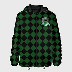 Куртка с капюшоном мужская Краснодар черно-зеленая клетка, цвет: 3D-черный
