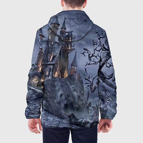 Мужская куртка Старый заброшенный замок - Halloween / 3D-Черный – фото 4
