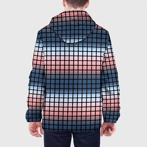 Мужская куртка Разноцветный коралловый с синим узор клетка / 3D-Черный – фото 4