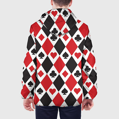 Мужская куртка Фон из карточных мастей / 3D-Черный – фото 4