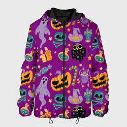 Куртка с капюшоном мужская Happy Halloween - holiday pattern, цвет: 3D-черный