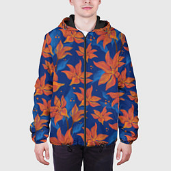 Куртка с капюшоном мужская Осенние абстрактные цветы, цвет: 3D-черный — фото 2