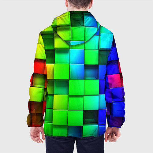 Мужская куртка Цветные неоновые кубы / 3D-Черный – фото 4