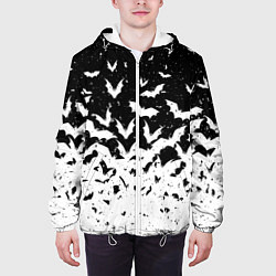 Куртка с капюшоном мужская Black and white bat pattern, цвет: 3D-белый — фото 2