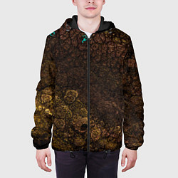 Куртка с капюшоном мужская Абстрактный песок из золота, цвет: 3D-черный — фото 2