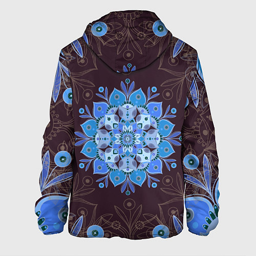 Мужская куртка Мандала-цветок Голубая снежинка / 3D-Белый – фото 2