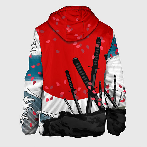 Мужская куртка Солнце, волны и катаны / 3D-Черный – фото 2