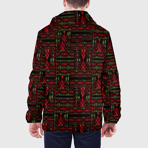 Мужская куртка Красно зеленый лоскутный узор змеиной кожи имитаци / 3D-Черный – фото 4