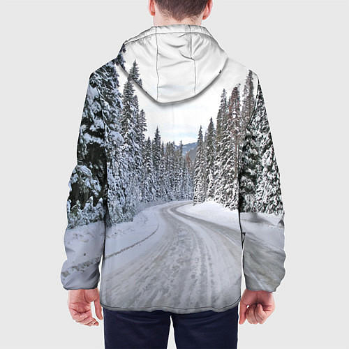 Мужская куртка BMW - зимняя дорога через лес / 3D-Черный – фото 4