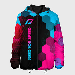 Куртка с капюшоном мужская Need for Speed - neon gradient: по-вертикали, цвет: 3D-черный
