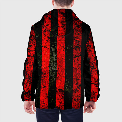 Мужская куртка Красно-черный фон в полоску / 3D-Черный – фото 4