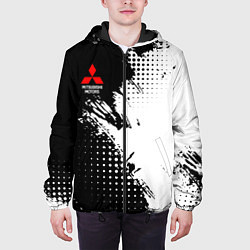 Куртка с капюшоном мужская Mitsubishi - черно-белая абстракция, цвет: 3D-черный — фото 2