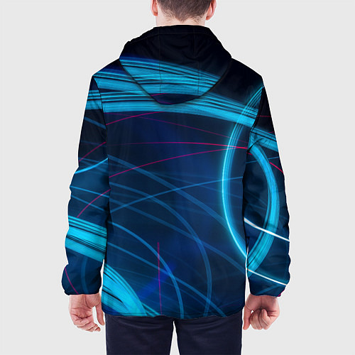 Мужская куртка Синие абстрактные линии в темноте / 3D-Черный – фото 4