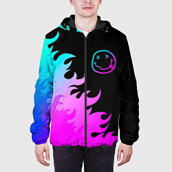 Куртка с капюшоном мужская Nirvana неоновый огонь, цвет: 3D-черный — фото 2