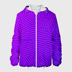 Куртка с капюшоном мужская Фиолетовые линии, цвет: 3D-белый