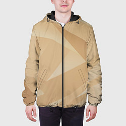 Куртка с капюшоном мужская Золотистые абстрактные геометрические фигуры, цвет: 3D-черный — фото 2
