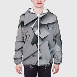 Куртка с капюшоном мужская Металлическая хаотичная броня, цвет: 3D-белый — фото 2