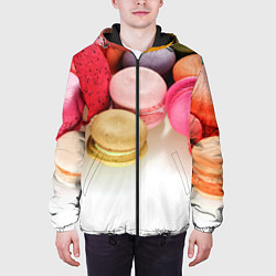 Куртка с капюшоном мужская Разноцветные макаруны, цвет: 3D-черный — фото 2