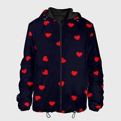 Куртка с капюшоном мужская Сердечки, цвет: 3D-черный