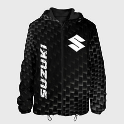 Куртка с капюшоном мужская Suzuki карбоновый фон, цвет: 3D-черный