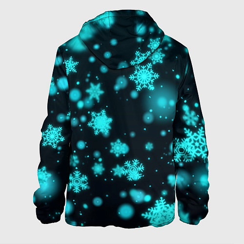Мужская куртка Неоновые снежинки на черном фоне / 3D-Черный – фото 2