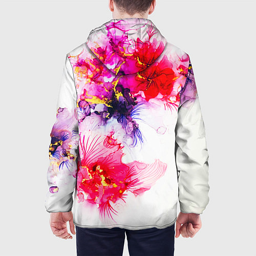 Мужская куртка Акварельные цветы и золото / 3D-Черный – фото 4