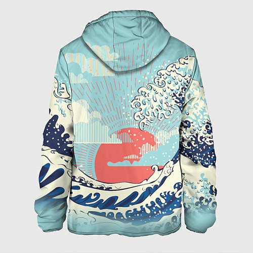 Мужская куртка Морской пейзаж с большими волнами на закате / 3D-Белый – фото 2