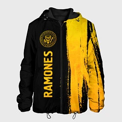 Куртка с капюшоном мужская Ramones - gold gradient: по-вертикали, цвет: 3D-черный
