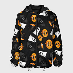 Куртка с капюшоном мужская Тыквы и привидения, цвет: 3D-черный