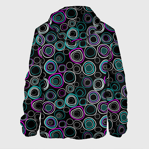 Мужская куртка Узор ретро круги и кольца на черном фоне / 3D-Черный – фото 2